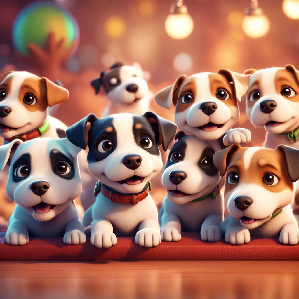 Adorable Jack Russell Puppies: 3D Digital Art
