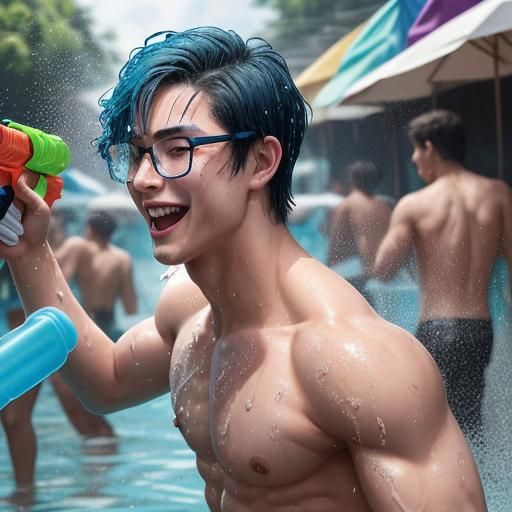 Android Hunk Celebrates Songkran Festival in Bangkok