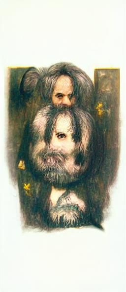 Klimt-Inspired Chibi Portrait of Charles Manson