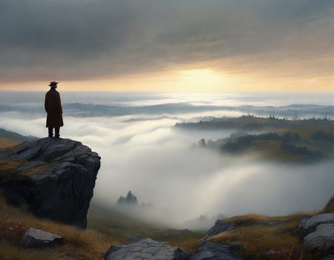 Romantic Landscape: Figure Above a Sea of Fog