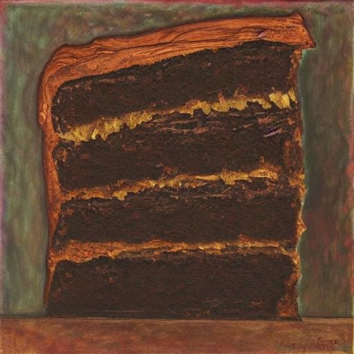 Chocolate Cake in Expressionist Oil Painting Style