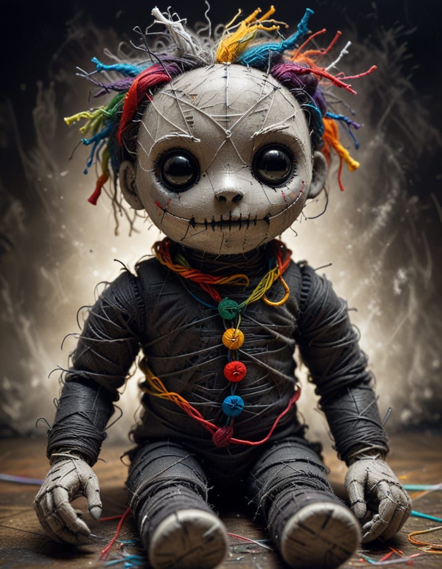Charcoal Voodoo Doll Portrait with Moody Lighting