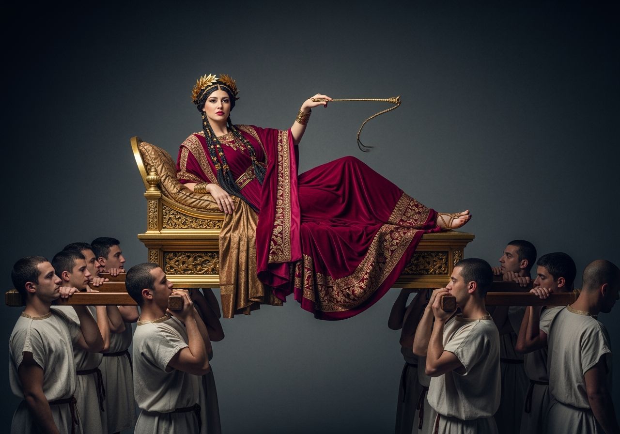 Roman Empress on Golden Litter, Photorealistic Style