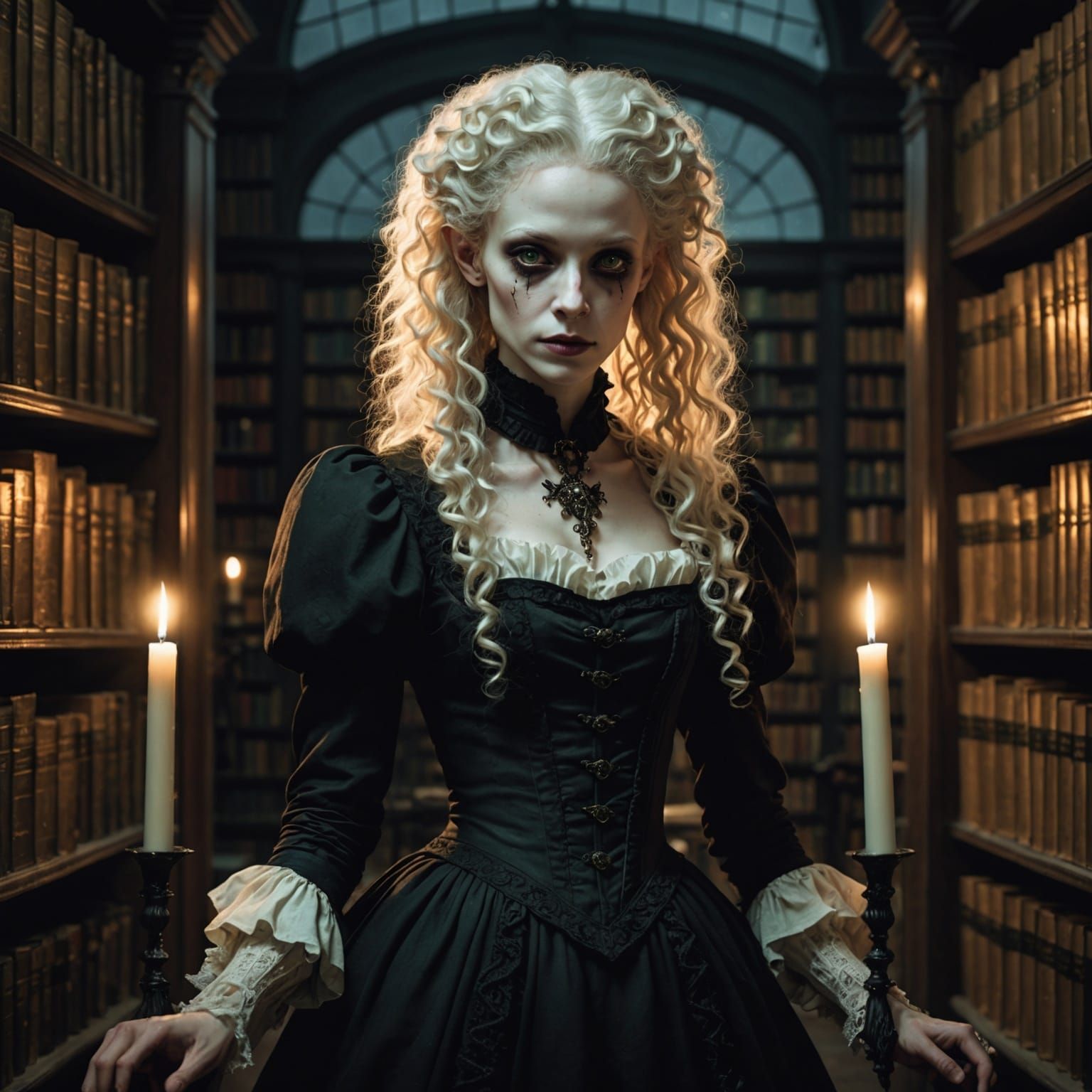 Albino Undead Elf in Victorian Dress