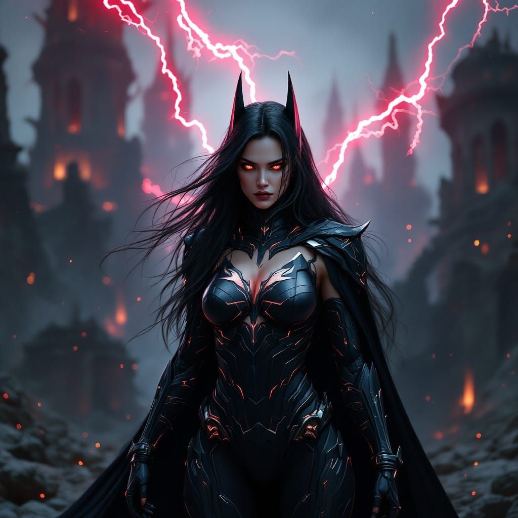 Gothic War Goddess in High-Tech Bat Suit