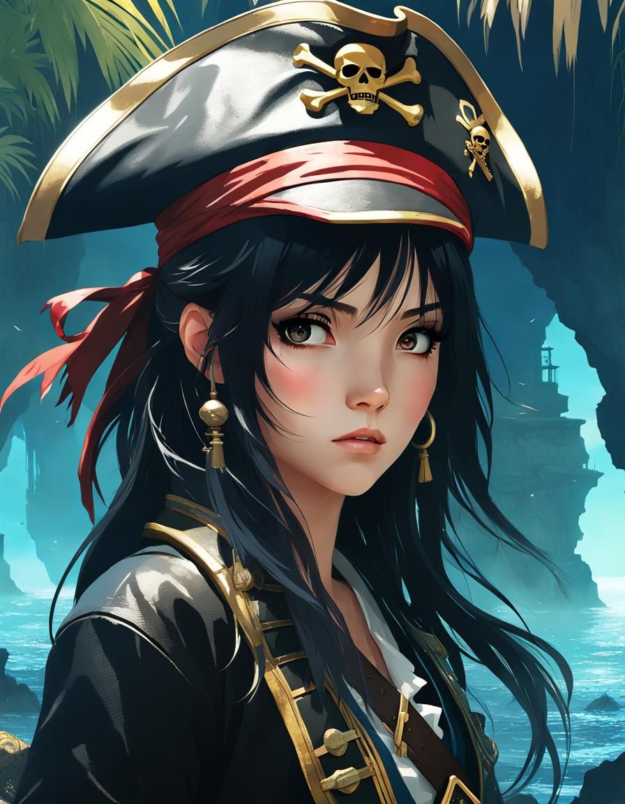 Anime Pirate Princess in Apocalyptic Grotto