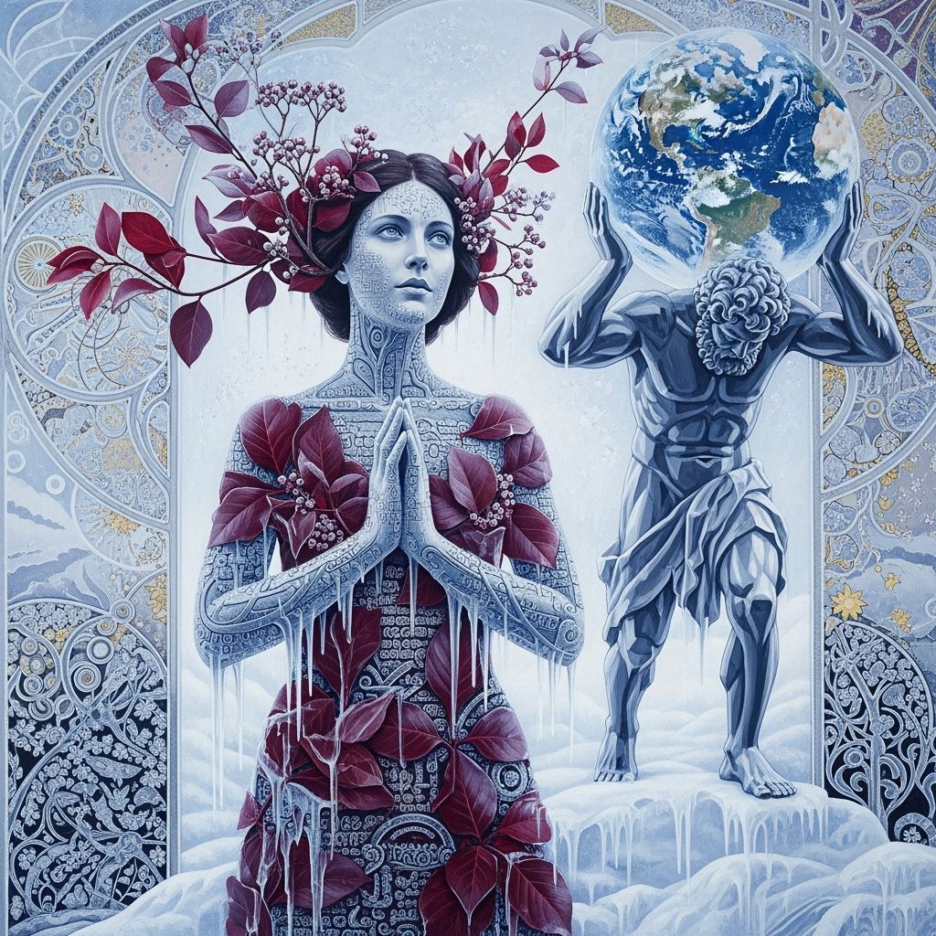 Frozen Ethereal Woman in Ice, Glossolalic Embossing