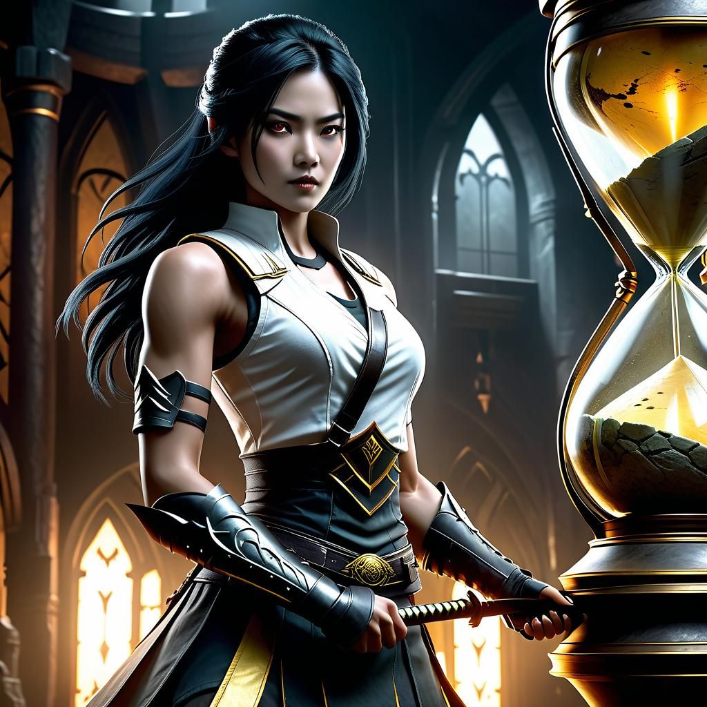 Revenant Jade Protecting Hourglass in Dark Room