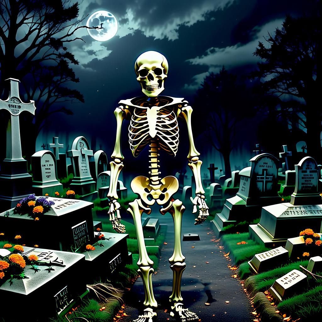 Ethereal Skeleton Manager in Dark Cemetery