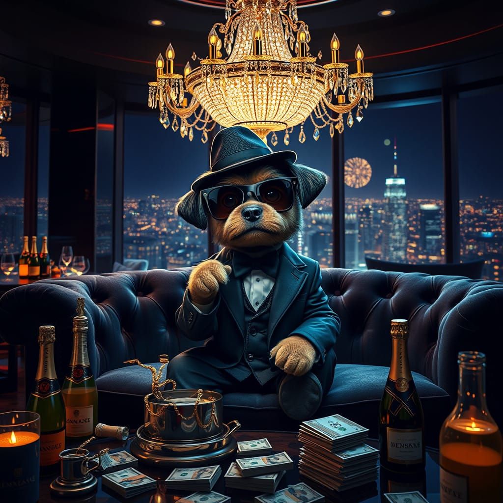 Luxurious Night Club Scene with Gangster Puppy
