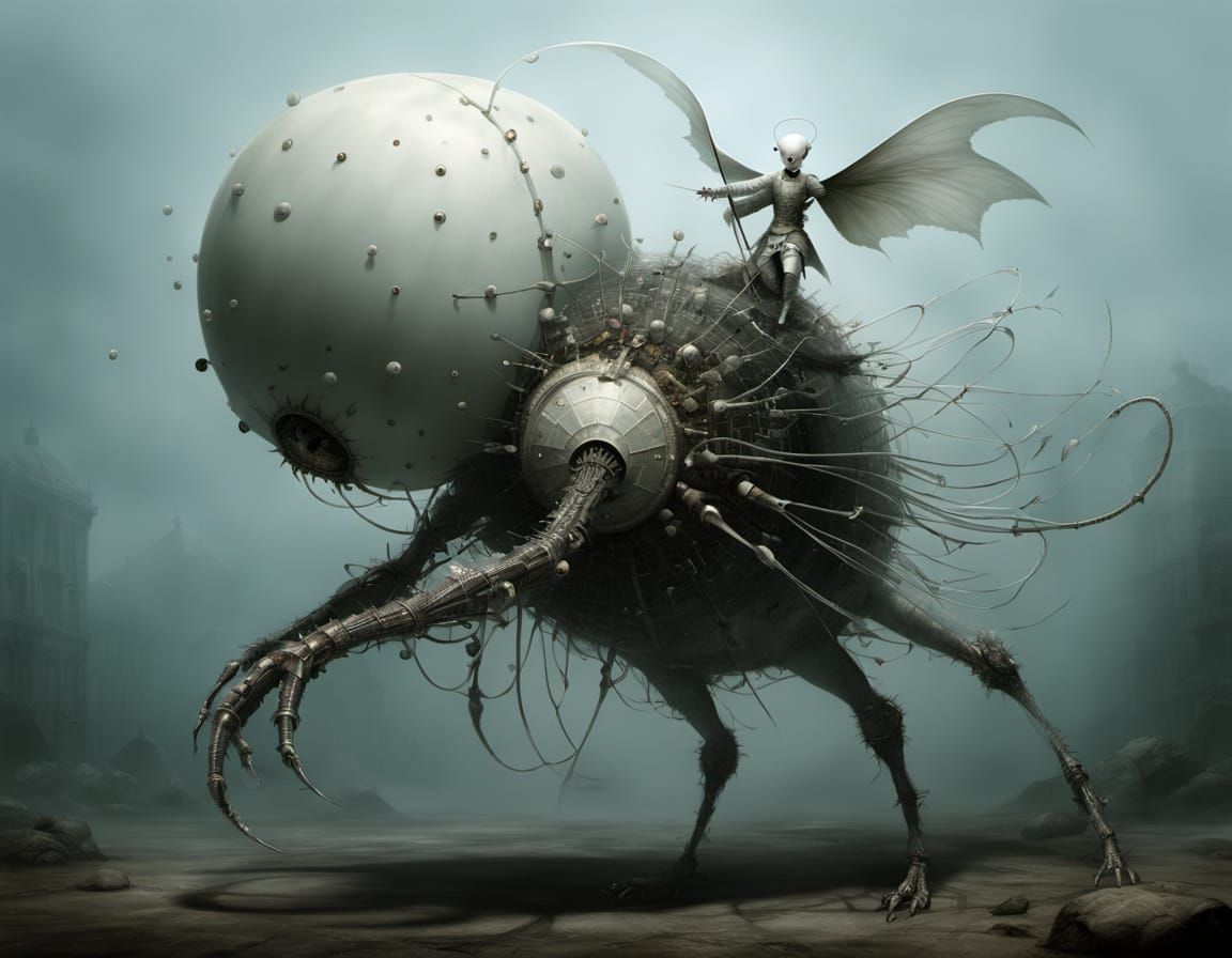 White Blood Cell Fights Virus Surreal Sci-Fi Fantasy