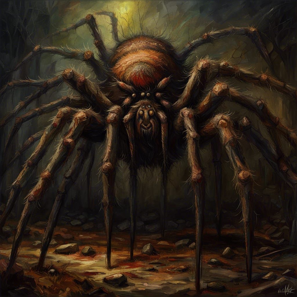 Giant Grotesque Spider in Impasto Style