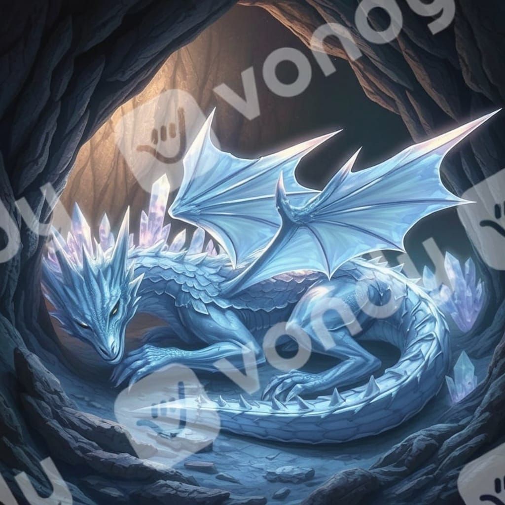 Glistening Crystal Dragon on Dark Background