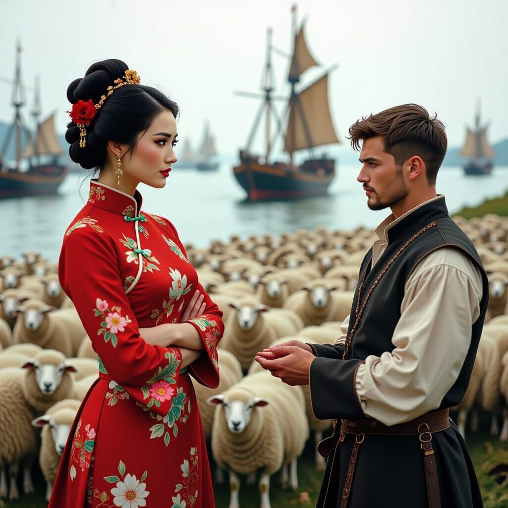 Pre-Raphaelite Film Still: Woman Chooses Peasant