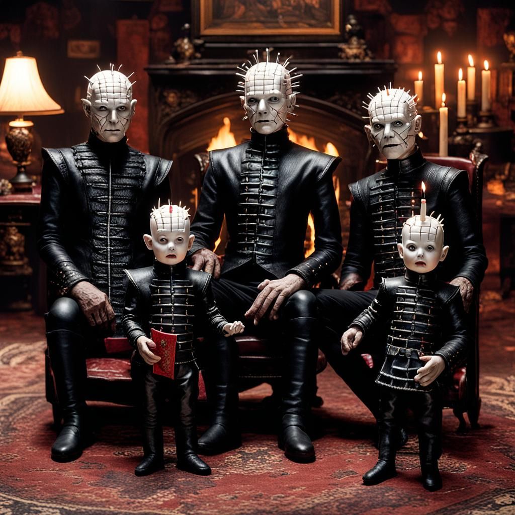 Pinhead and Cenobites Family Portrait in Dark Setting