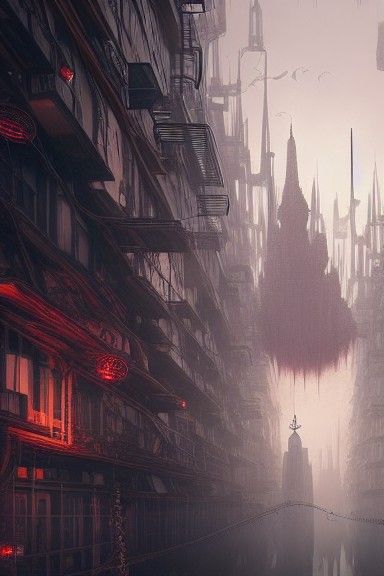 Floating Biopunk City in Hyperrealistic Style
