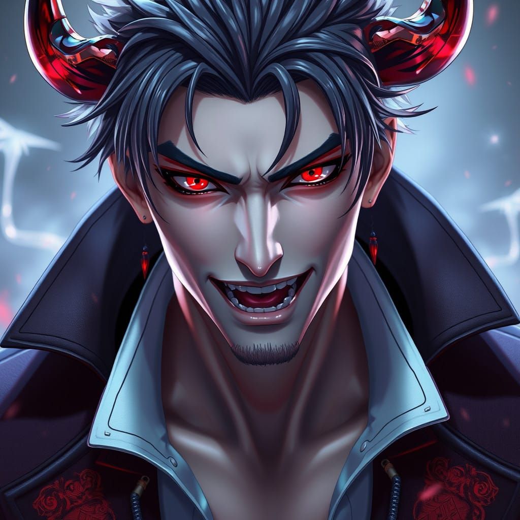 Chiseled Vampire Warrior in Dark Anime Style