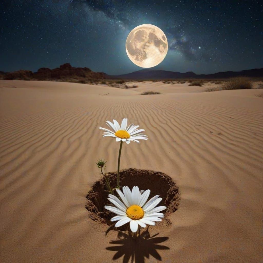 Ethereal Desert Oasis Under Starlight