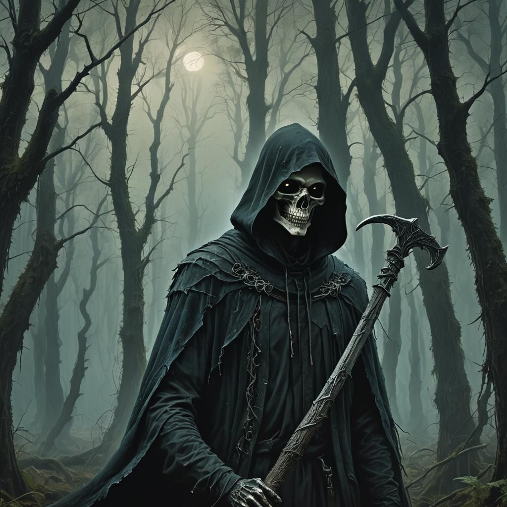 Grim Reaper Portrait in Dark Fantasy Style