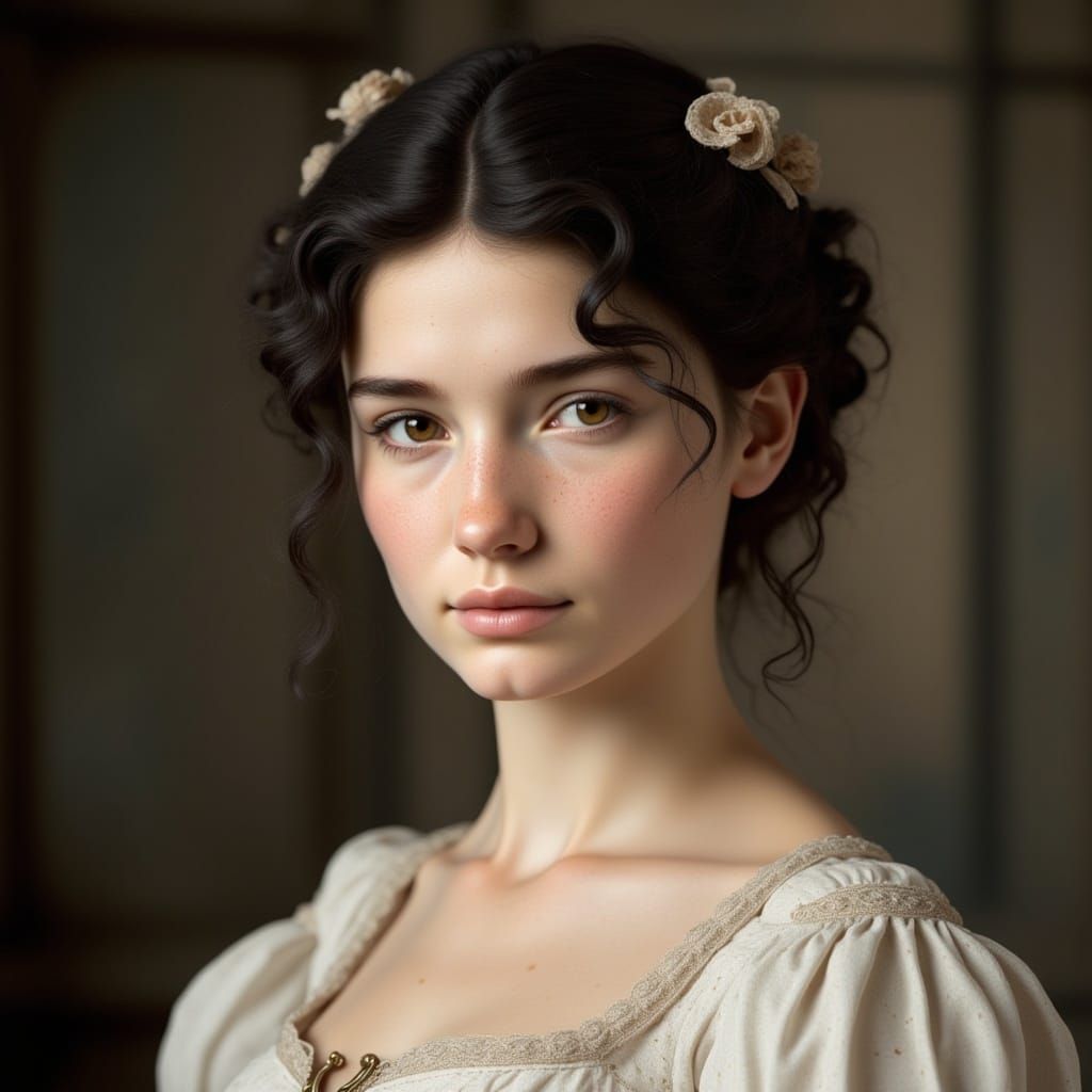 Regency Era Girl with Ringlets Portrait