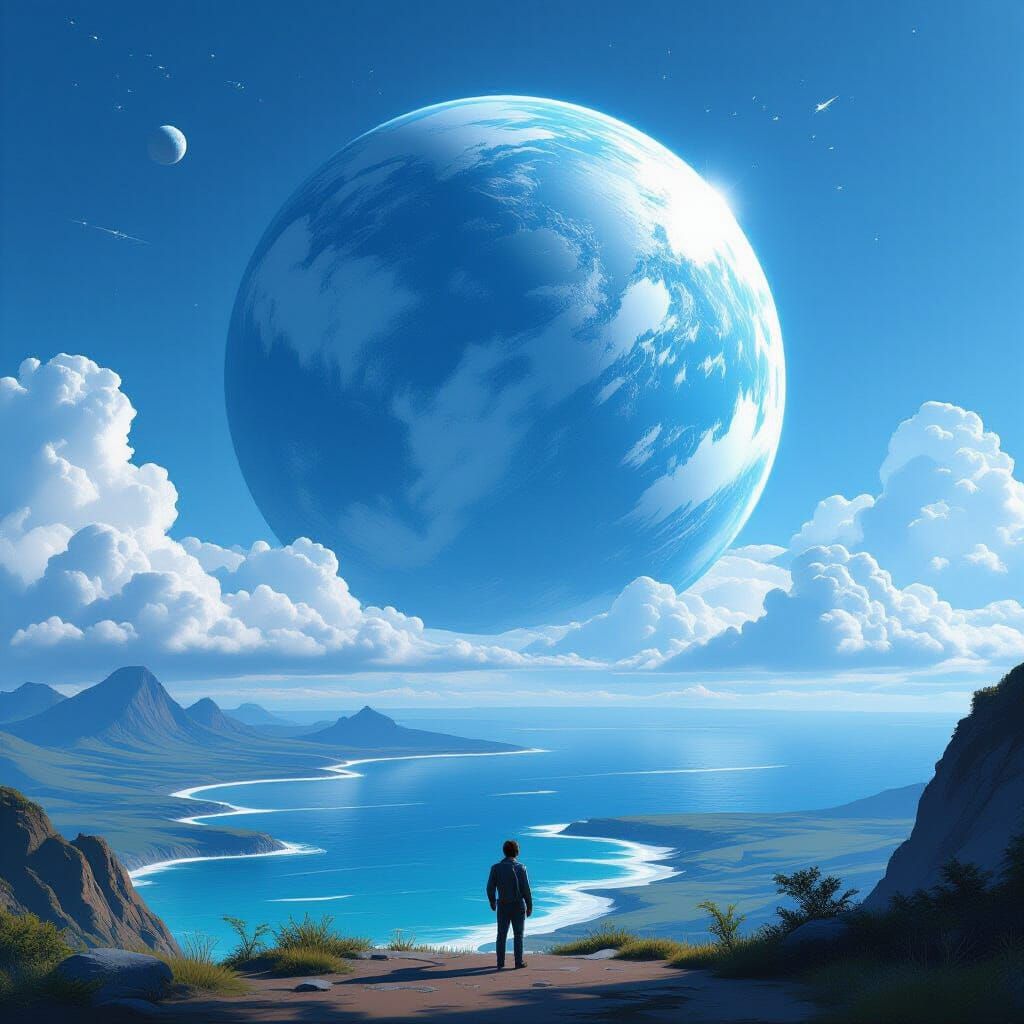 Majestic Blue Planet Art: Sci-Fi Realism