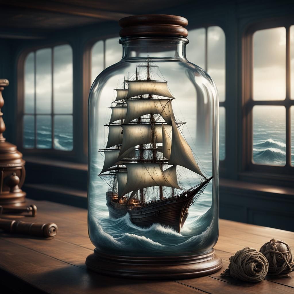Sailing Ship in a Bottle: Digital Matte Painting