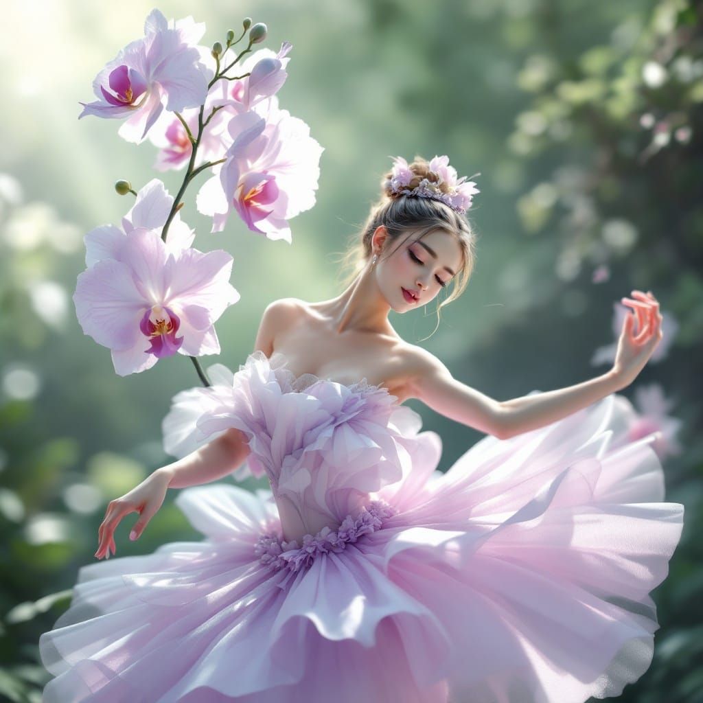 Enchanting Ballerina Orchid Dancer in Serene 8K Anime Art