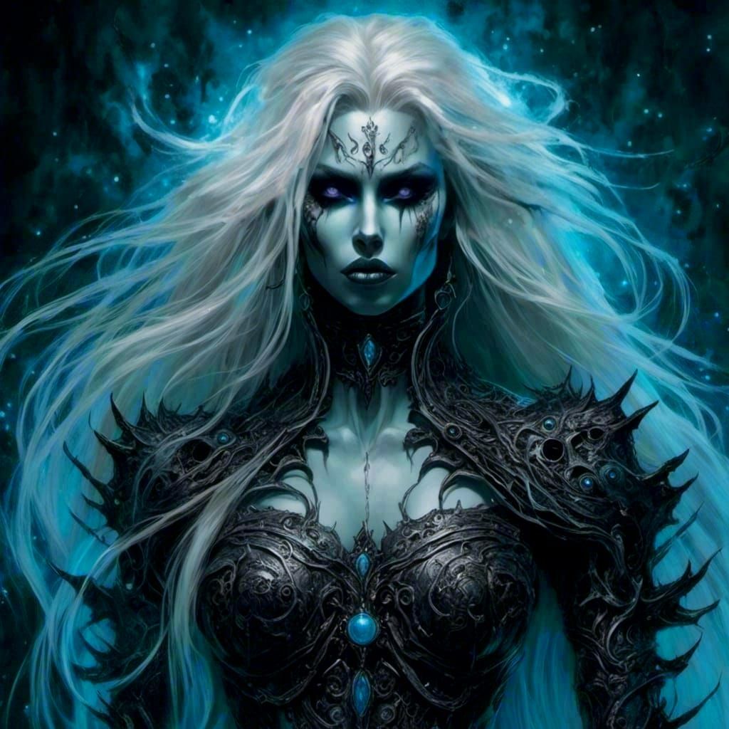 Drow Sorceress in Dark Fantasy Style