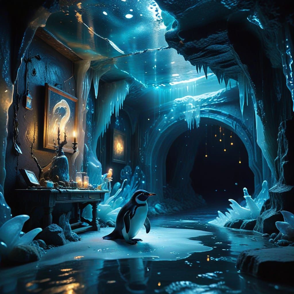 Penguin Curation: Secret Surreal Art Gallery Under Ice