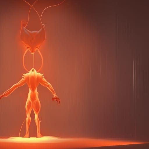 Orange Mewtwo Experiment in Dark Science Lab