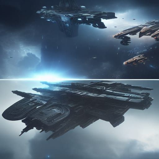 Epic Spaceship Battle: A Digital Matte Painting