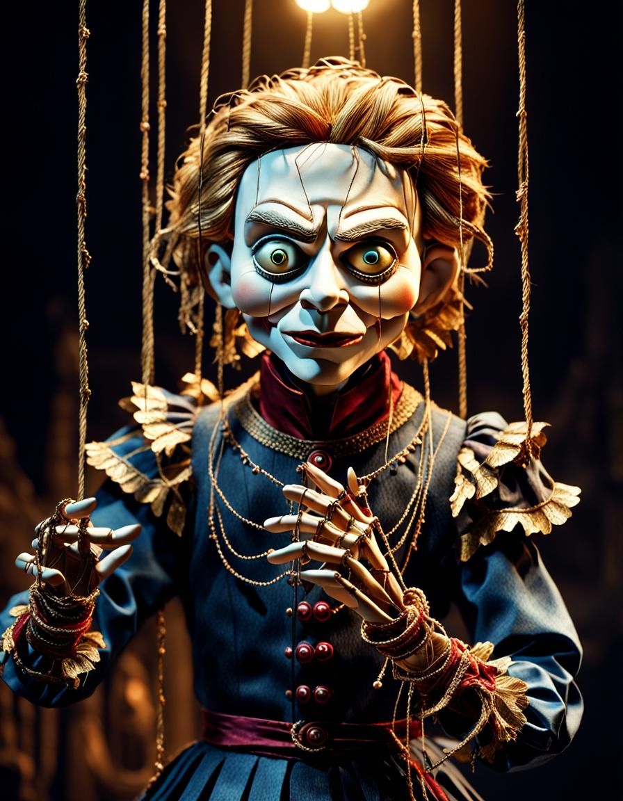 Angry Marionette Puppet Confronts Its Master