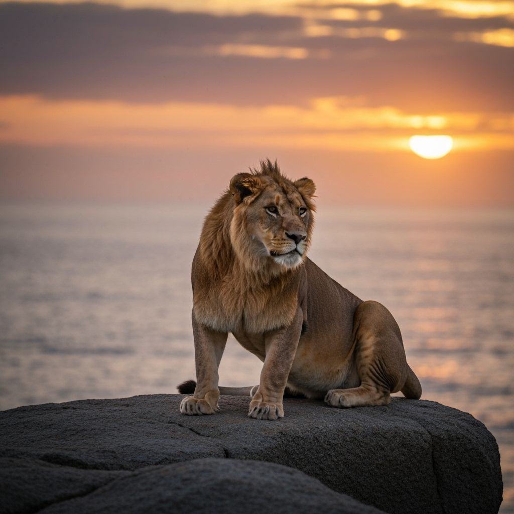 Lion on Vacation in Hyperrealistic Style