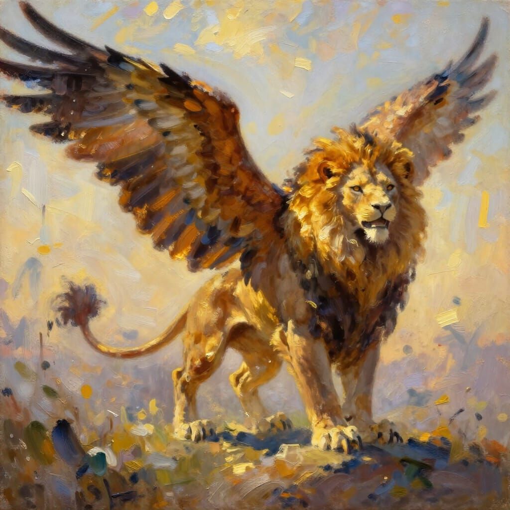 Majestic Griffin in Vibrant Impressionist Style