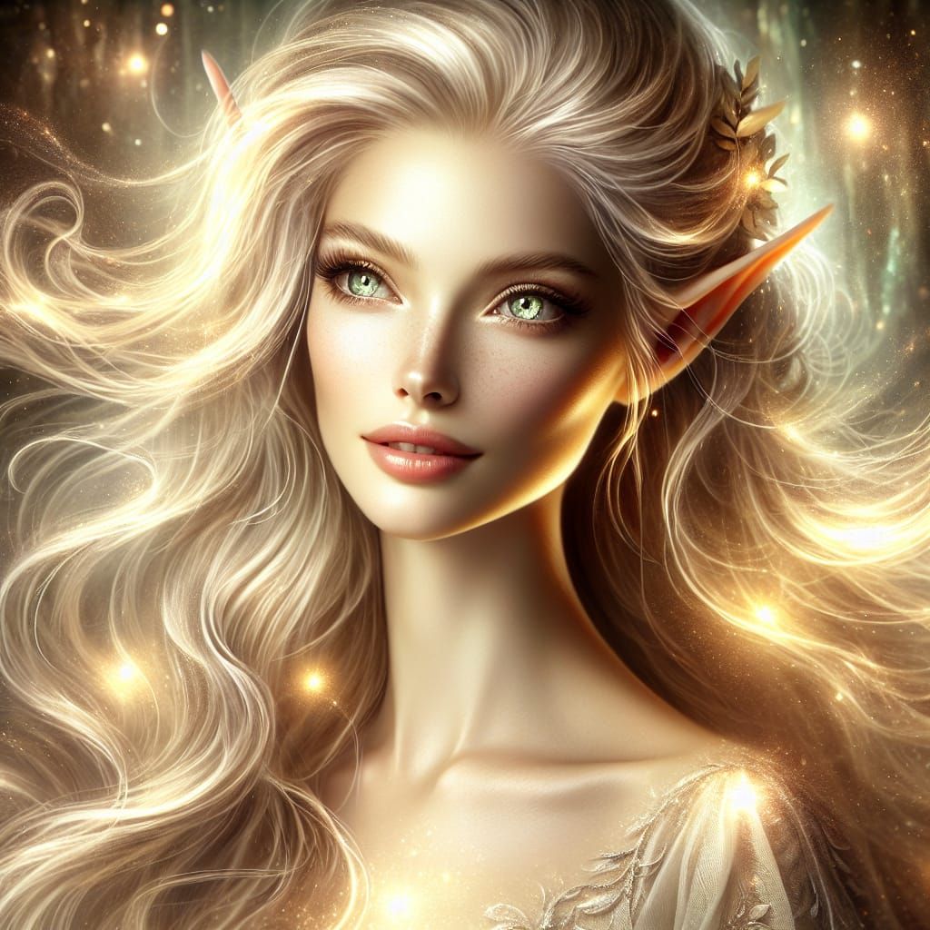 Ethereal Elf Maiden in Crystalline Cavern