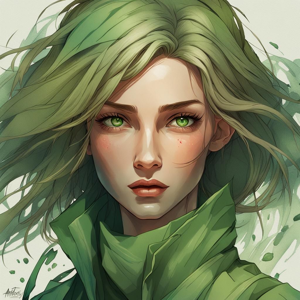 Portrait of Young Woman in Art Nouveau Style