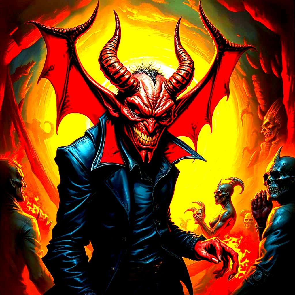 Sculpture of a Mischievous Horned Demon