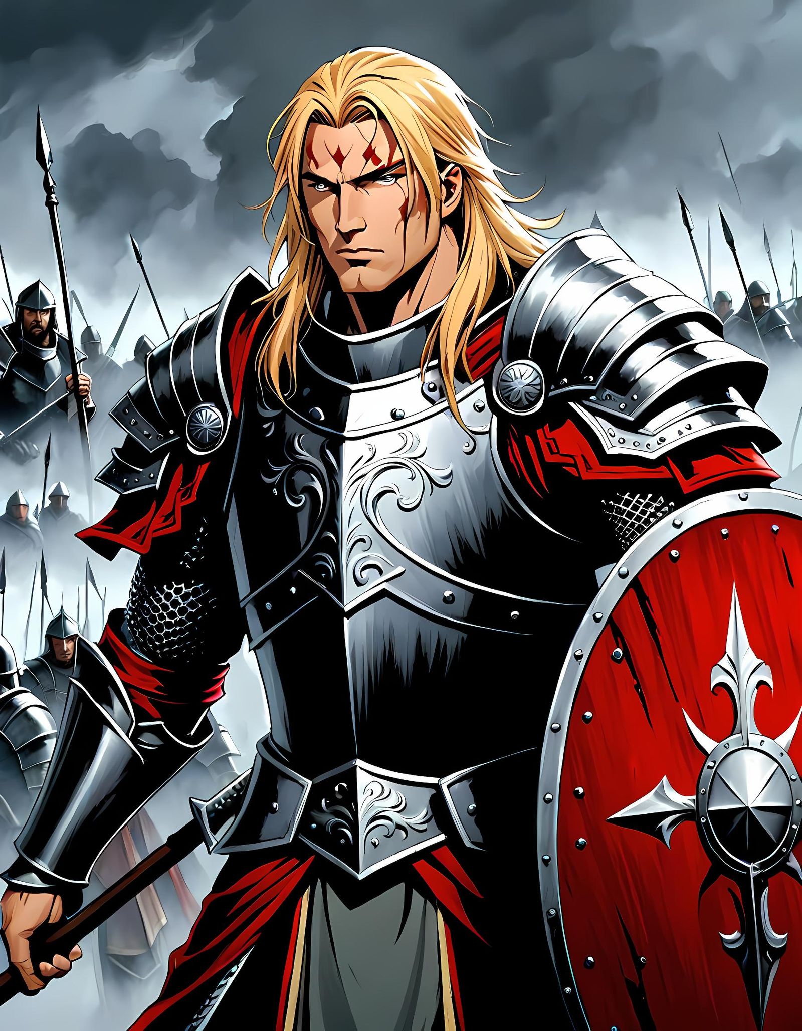 Fantasy Medieval Warrior in Comic Book Art Style