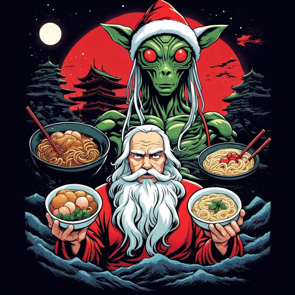 Alien Ramen Manga T-Shirt Vector Design