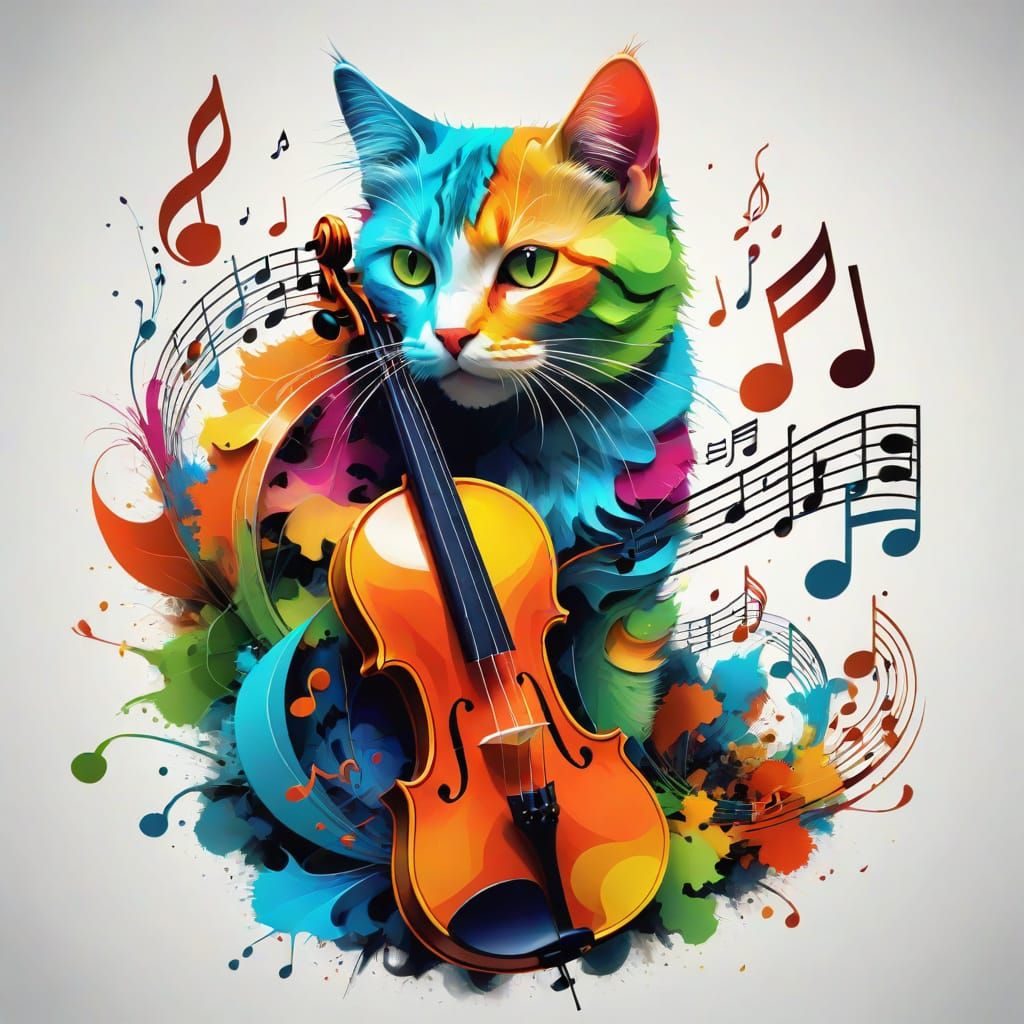 Surreal Fractal Fusion of Music and Feline Form