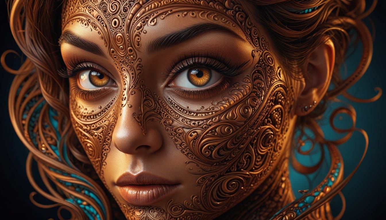 Vibrant Chocolate Portrait of a Beautiful Woman