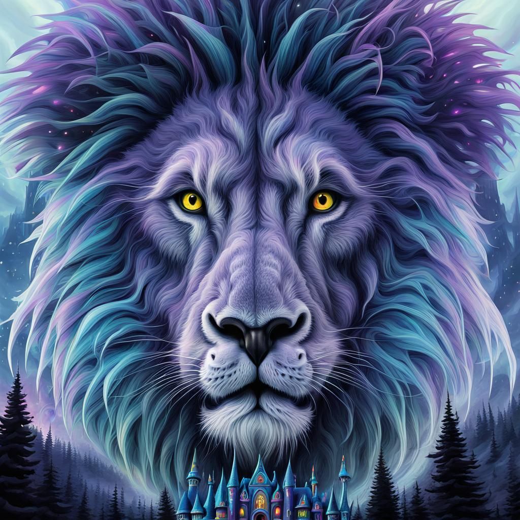 Psychedelic Fantasy Castle in Vibrant Colors