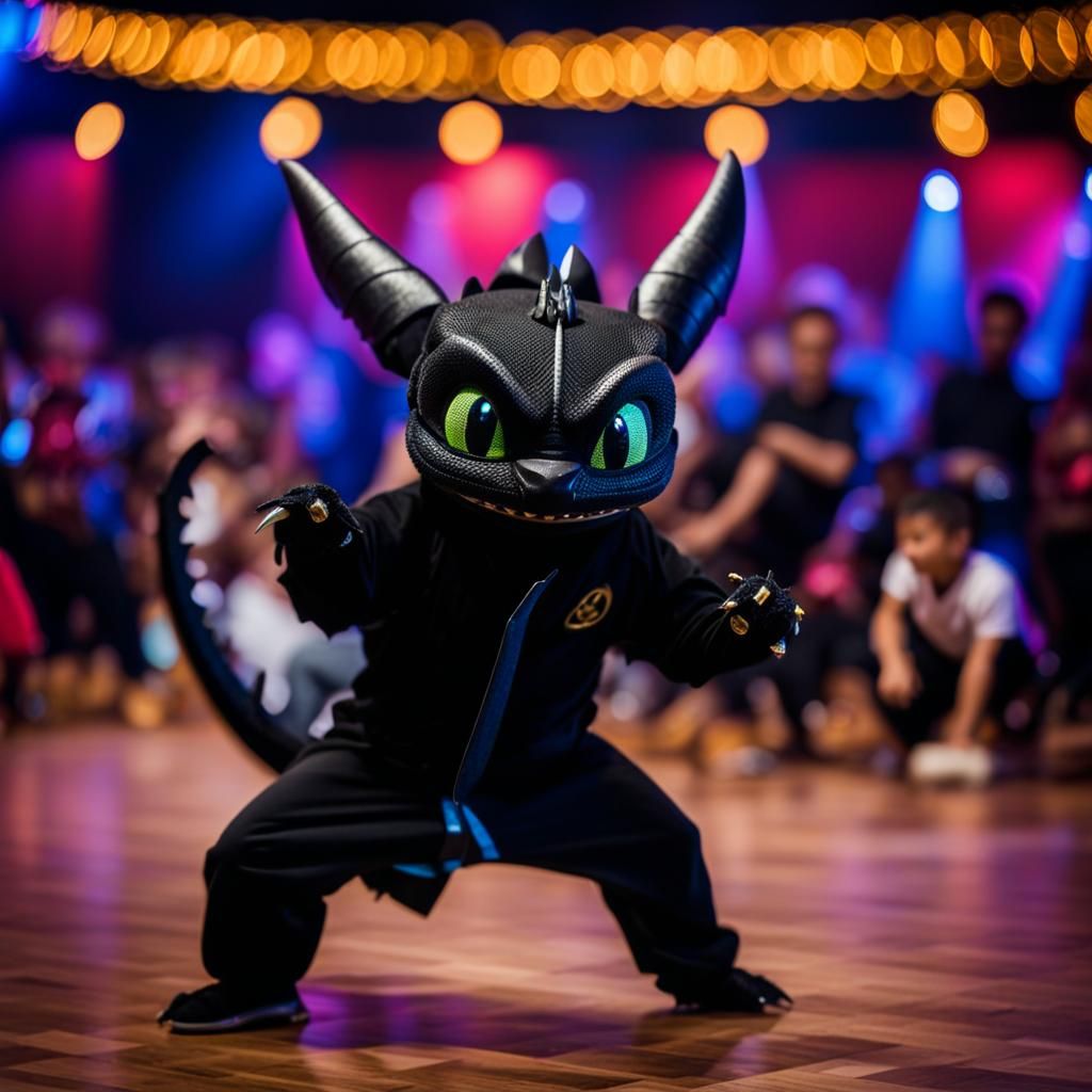 Mini Toothless Dragon Breakdancing at Concert