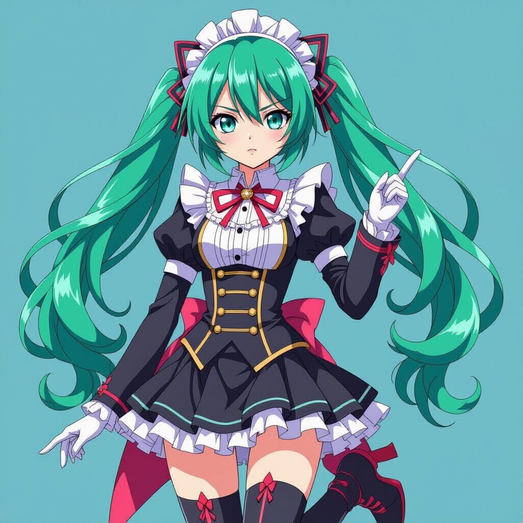 Hatsune Miku in Maid Outfit, Anime Style