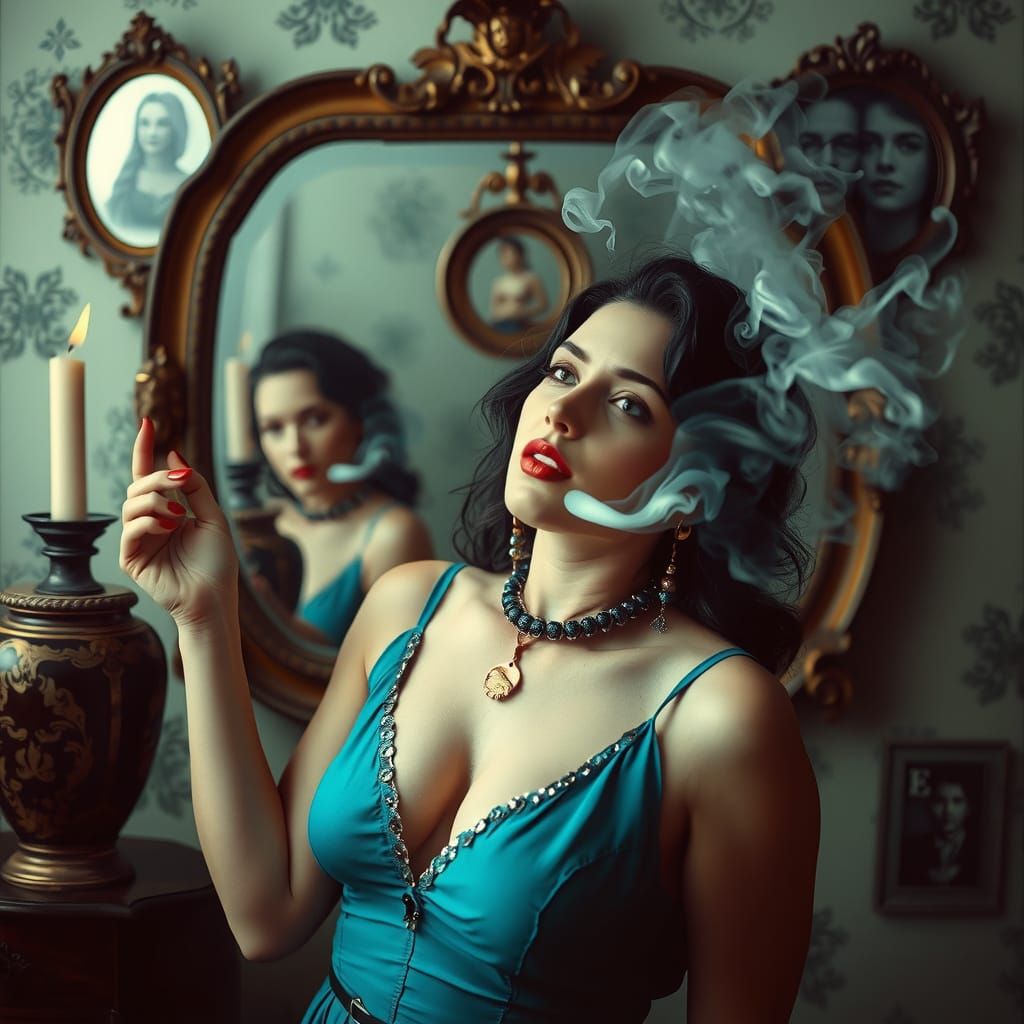 Eclectic Woman in Smoky Mirror Art