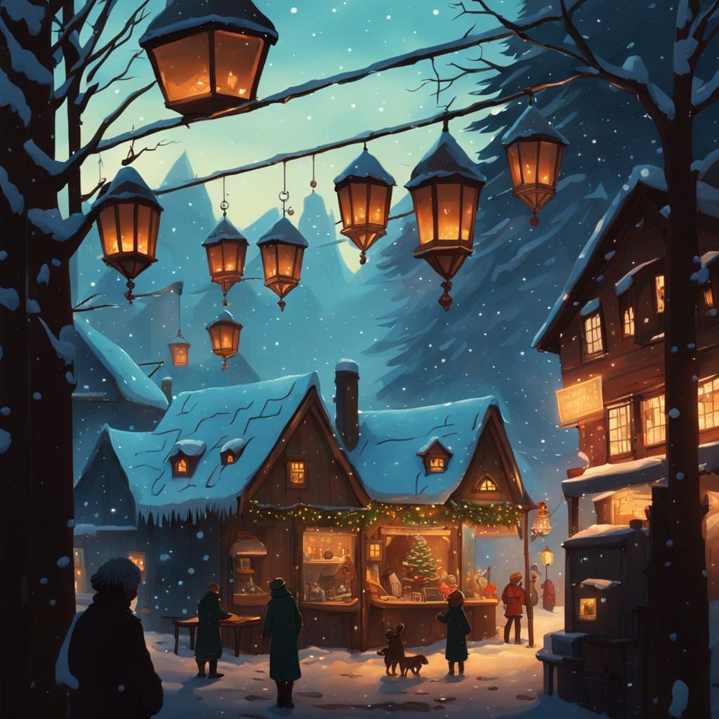 Whimsical Winter Wonderland Christmas Scene