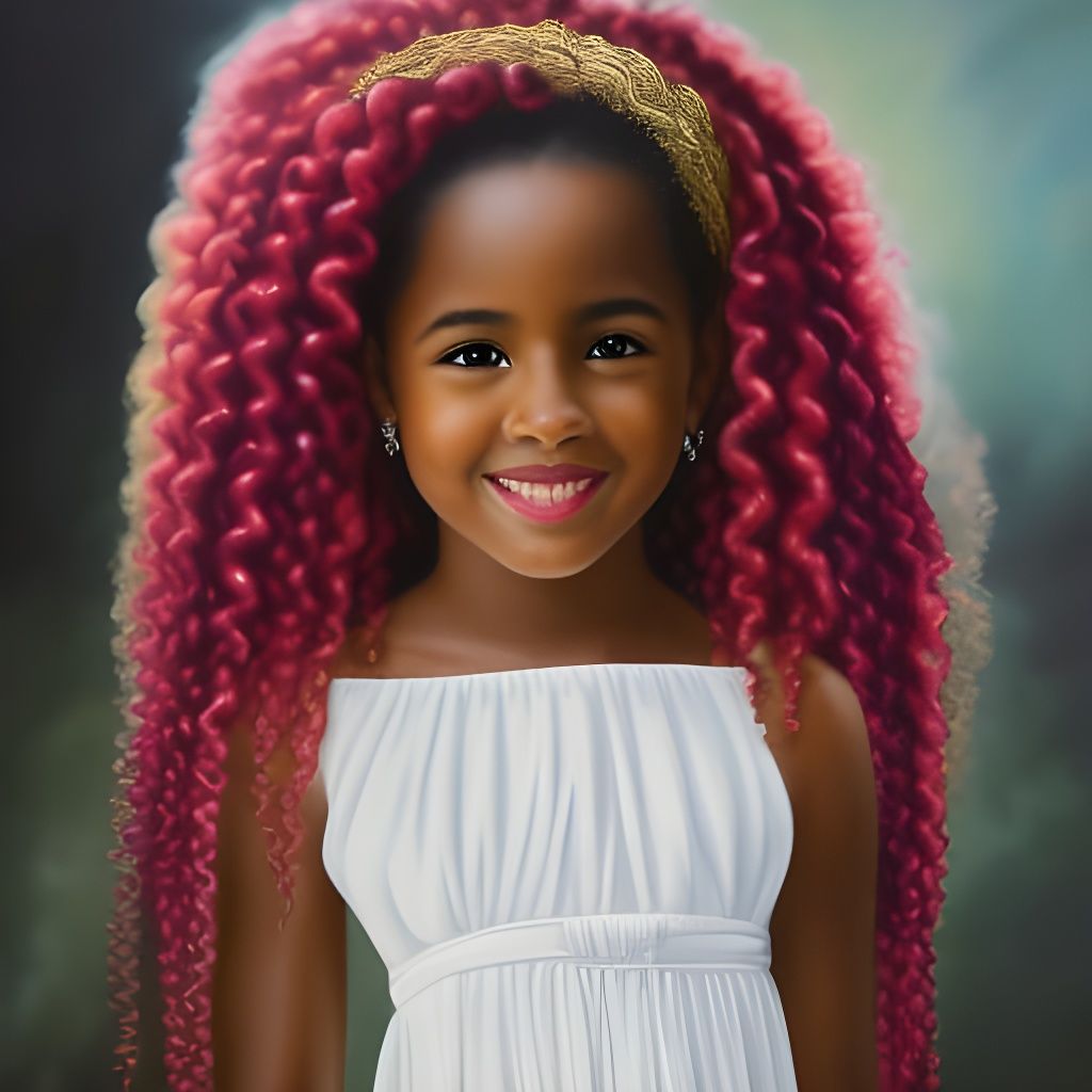 Noir Portrait of a Girl with Pink Braids