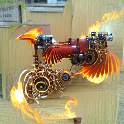 Steampunk Flame Bird: Mechanical Avian Engine