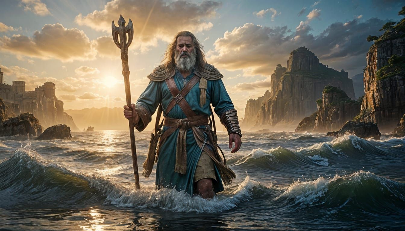 Moses Parting the Sea: Hyper-realistic Cinematic Scene
