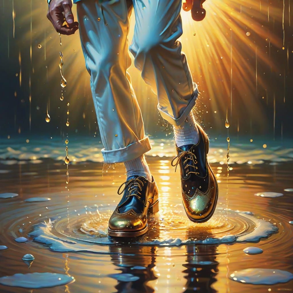Jesus Christ Tap Dancing on Water in Oil Paint